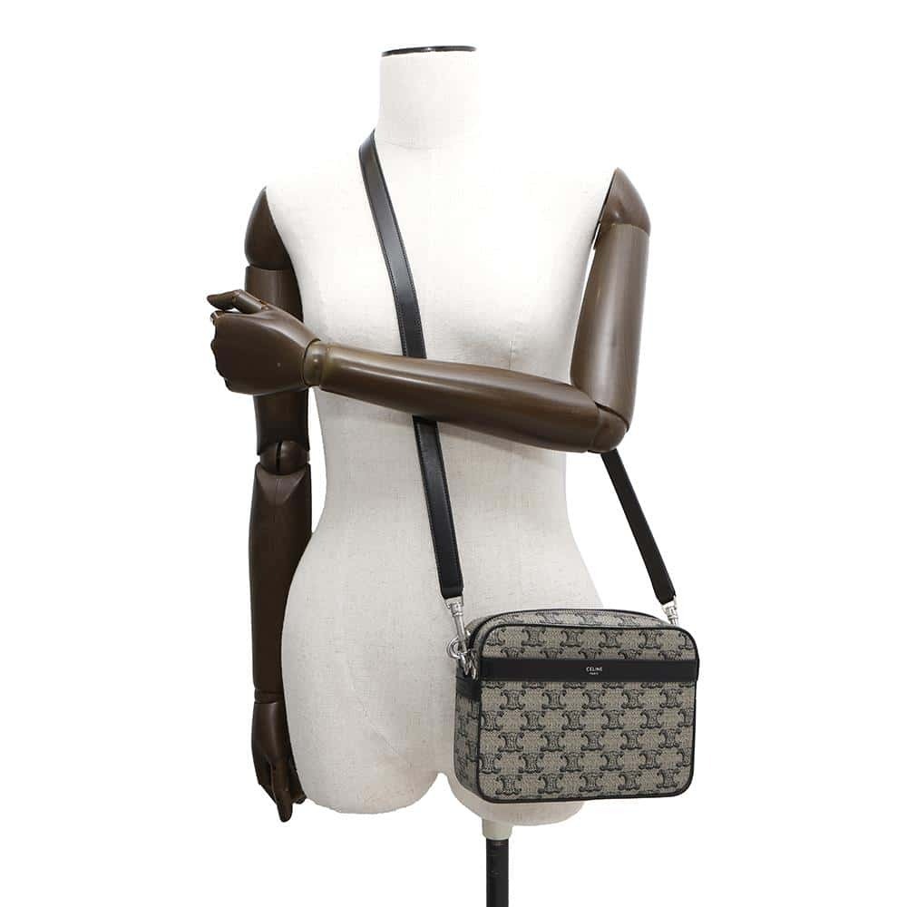 Celine Triomphe Messenger Shoulder Bag Leather Black - Picture 4 of 12